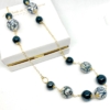 Collana in argento e ceramica decoro 07 Corallo Blu